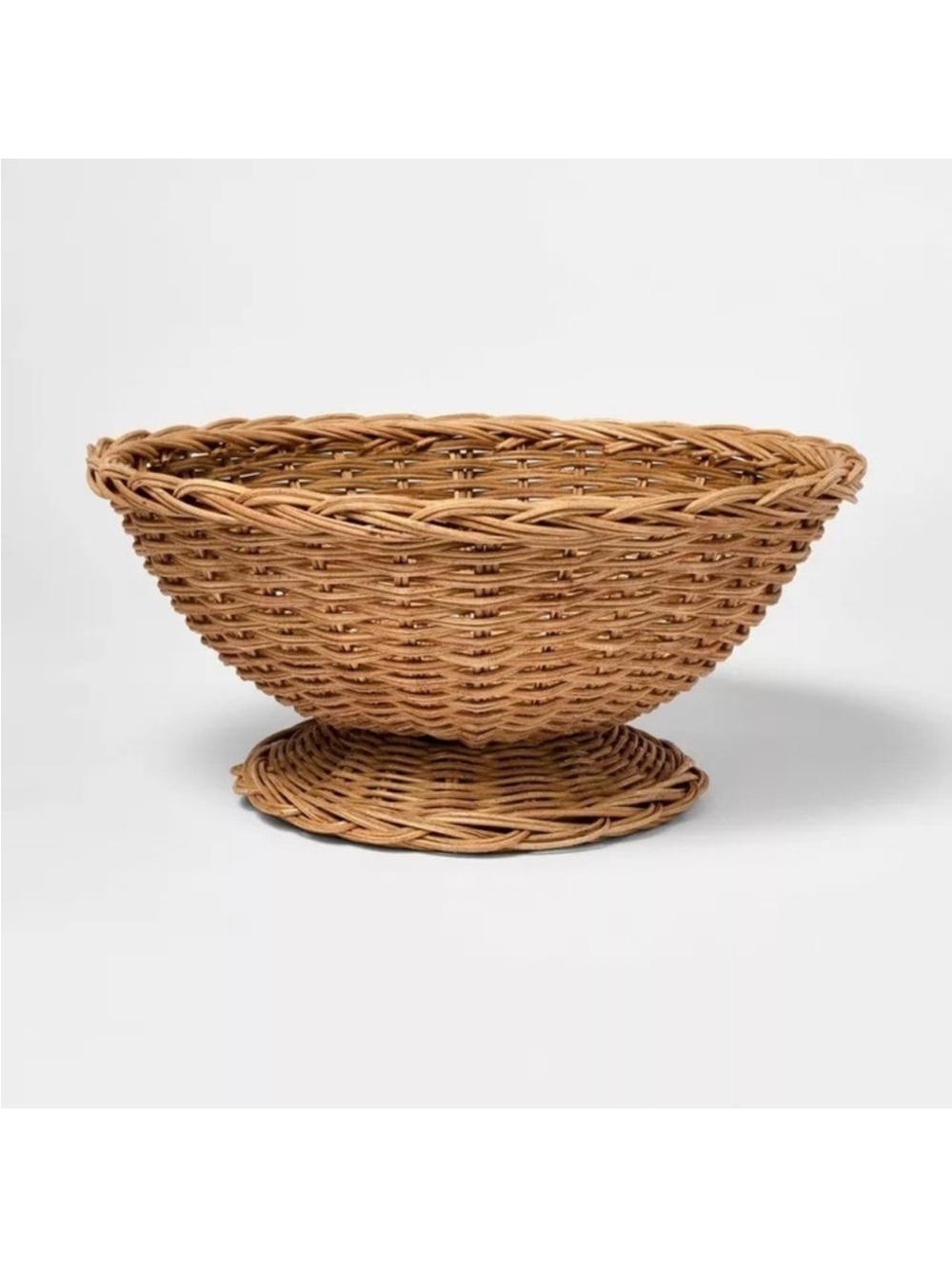 Studio McGee Threshold Target Braided Woven Rattan Wicker Pedestal Bowl NWT
